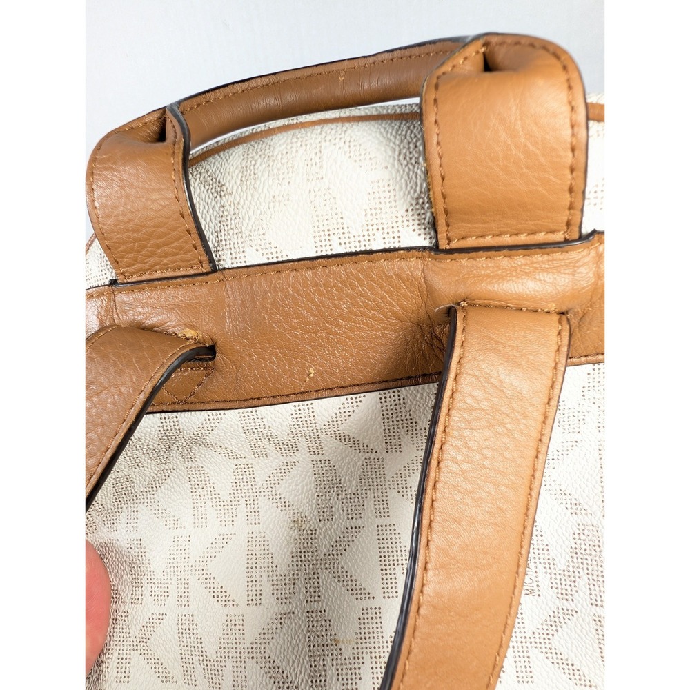 Michael Kors Backpack READ Signature Leather White Cream Beige - Picture 6 of 16